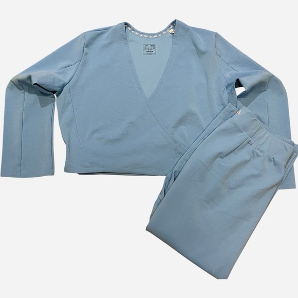 adidas Sky Blue Track Pants and Wrap Top Set - Picture 1 of 9